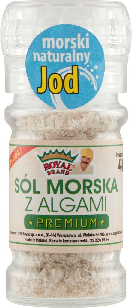 Premium-Algensalz, reich an natürlichem Jod, 40 g, wiederverwendbare Mühle