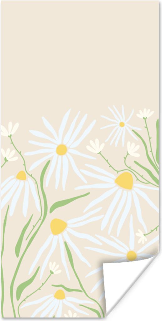 MuchoWow Poster Blume - Muster - Gelb 60x120 cm - Wandschmuck
