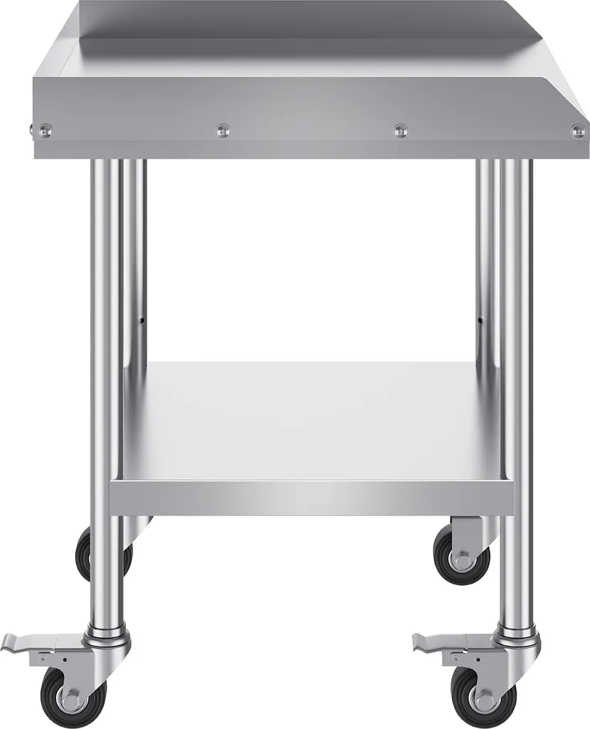 Table de préparation culinaire inox avec roulettes et crédence 60cm