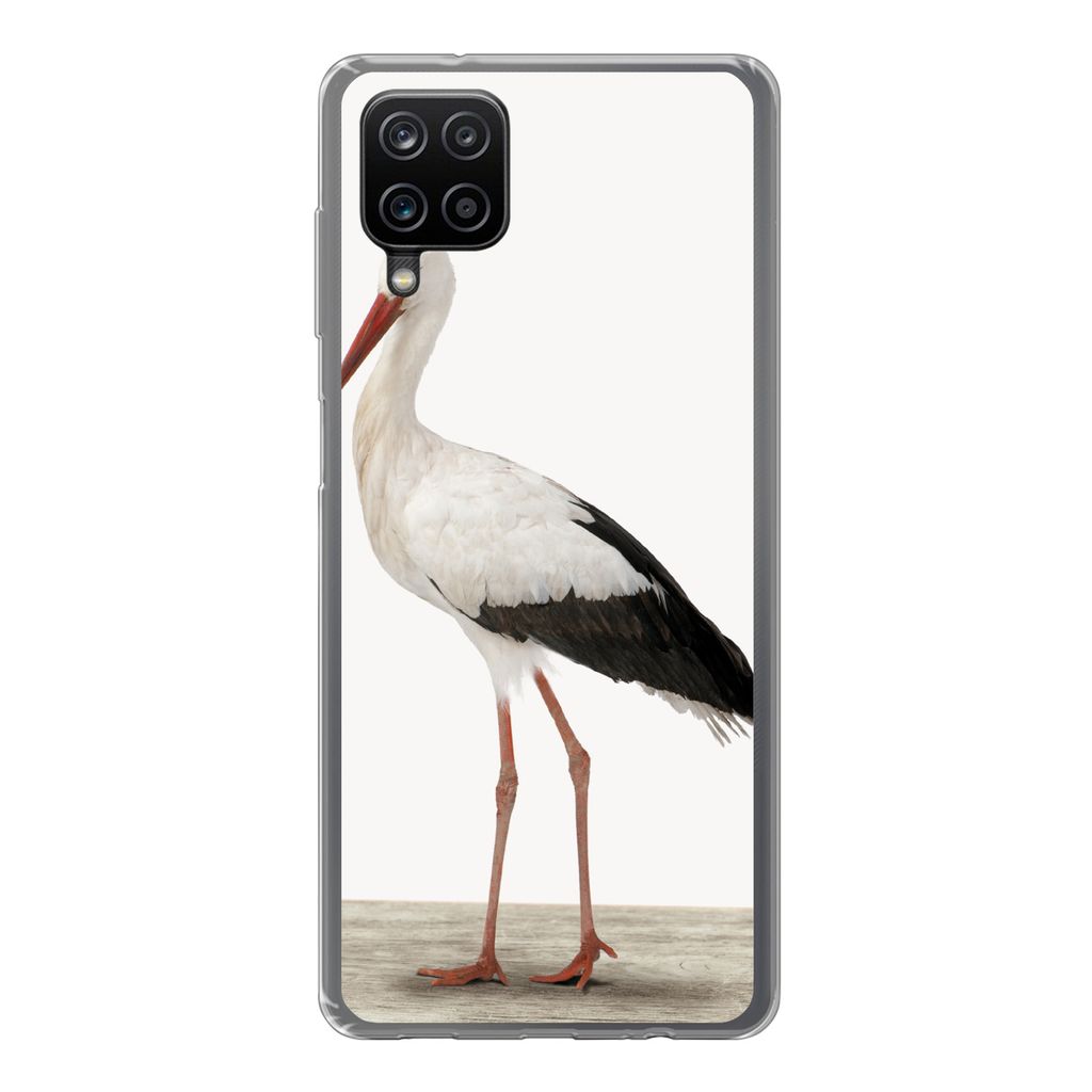 MuchoWow Handyhülle Schutzhülle Hülle für Samsung Galaxy A12 Storch - Vogel - Tiere - Jungen - Kinder - Mädchen Silikon Softcase Handy Hüll...