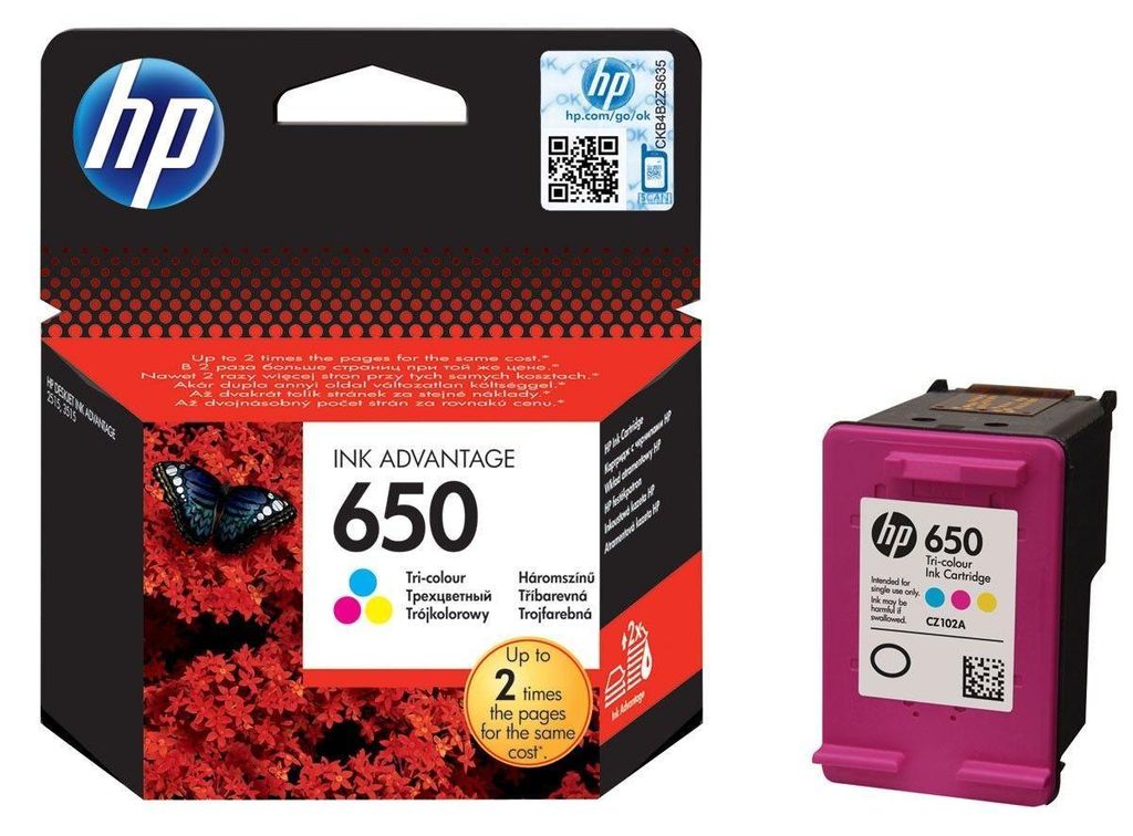 HP 650 Cartuccia Originale Ink Advantage Tricolore CZ102AE Immagine del prodotto 
