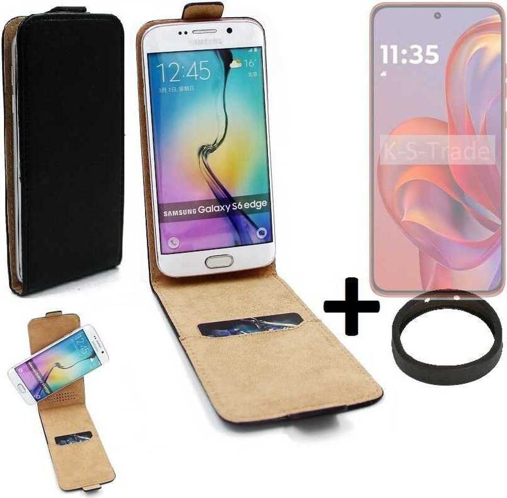 K-S-Trade TOP SET Handyhülle kompatibel mit Motorola Moto S50 360° Flipstyle Schutzhülle Smartphone Tasche schwarz + TPU Bumper, Case Hülle Flip