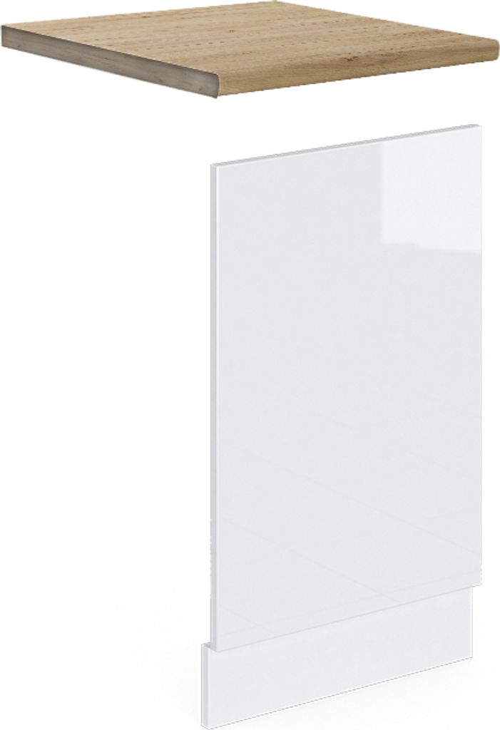 Frontblende Vicco R-Line Weiß Hochglanz 45 cm , AP Eiche, Model 46347