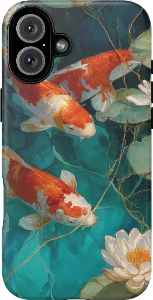Farbige Koi-Karpfen und Seerosen – Handyhülle Kompatibel mit iPhone 16 Plus