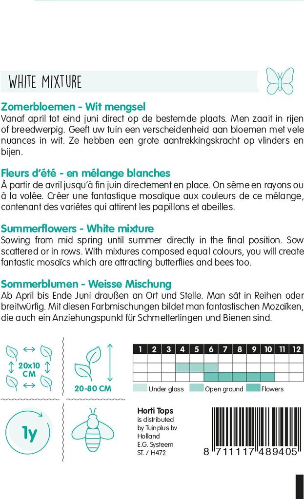 Sommerblumen Mischung Weiß | Blumensamen von Hortitops