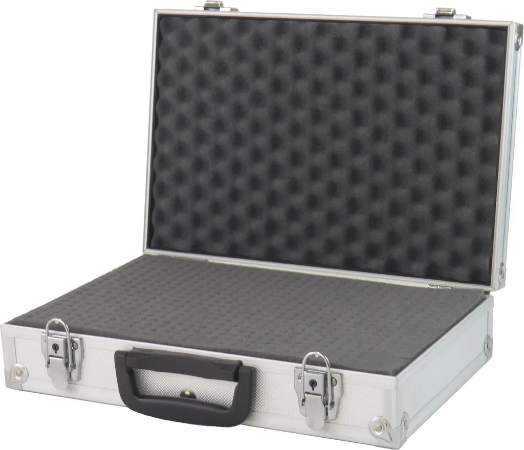 Petite valise en aluminium avec mousse prédécoupée pour transport sécurisé