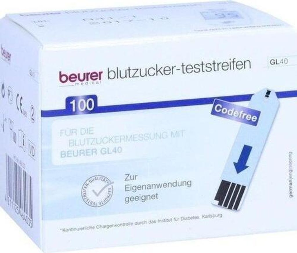 BEURER GL40 Blutzuckerteststreifen 100St PZN 09929683 Produktbild 