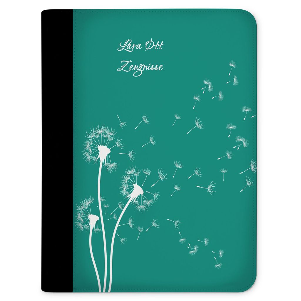 Zeugnismappe, Dokumentenmappe, Ordner A4, Pusteblume Petrol