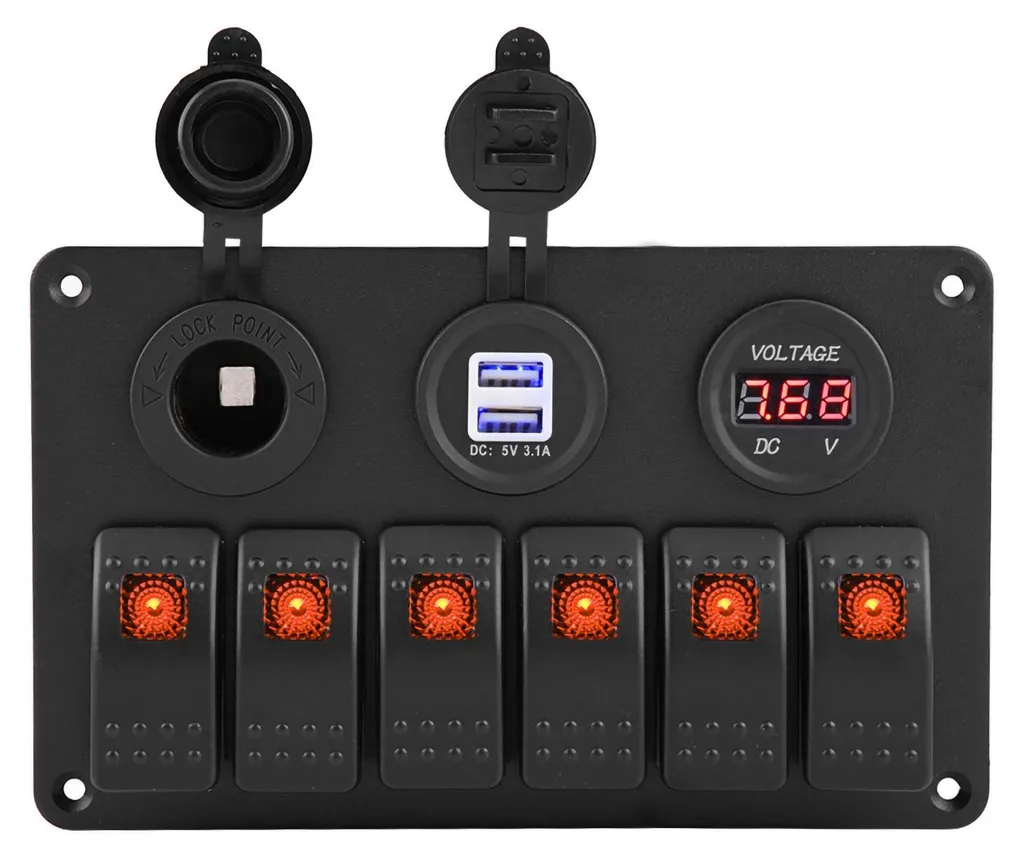 Panneau Switch 6 Positions 12-24V USB & Volt : Fini les batteries vides !