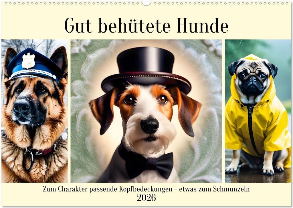 Gut behütete Hunde (Wandkalender 2026 DIN A2 quer), CALVENDO Monatskalender