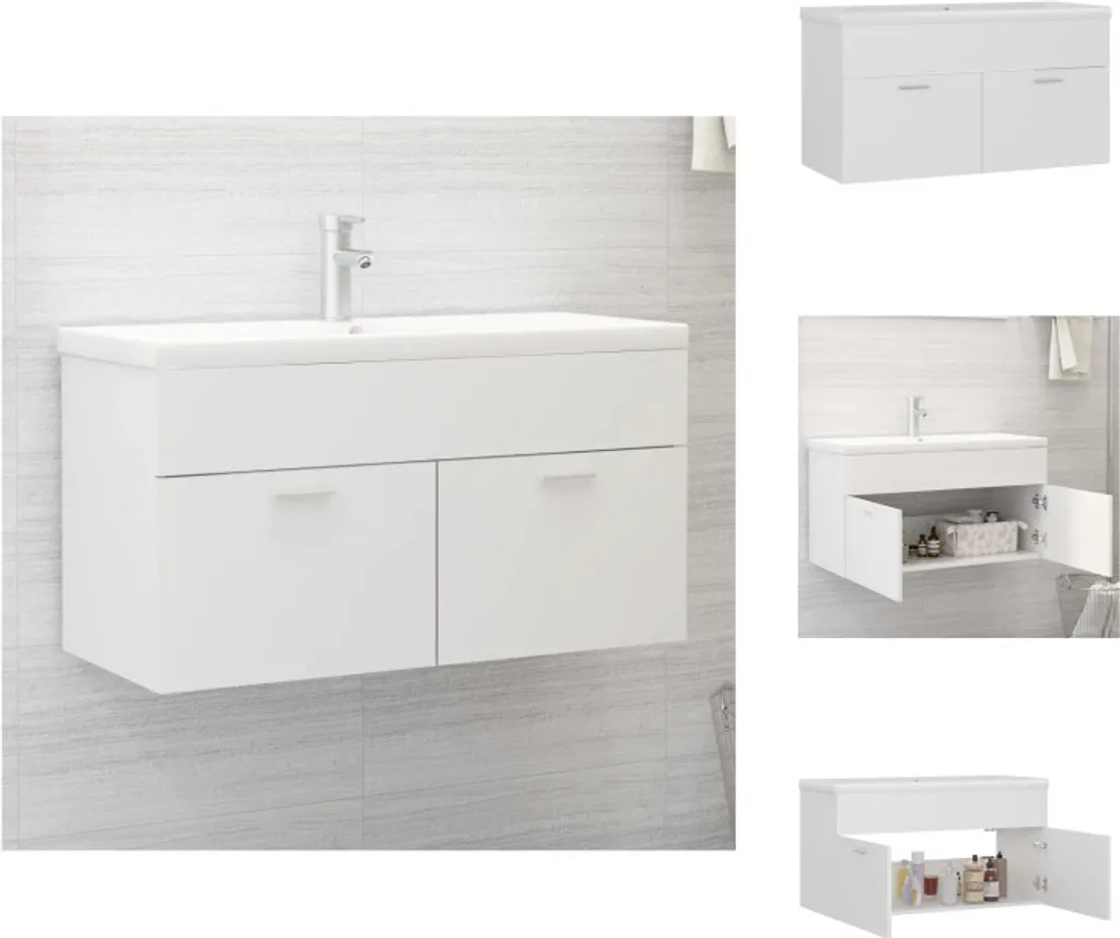 Meuble sous-vasque gain de place blanc et vasque pour petite salle de bain