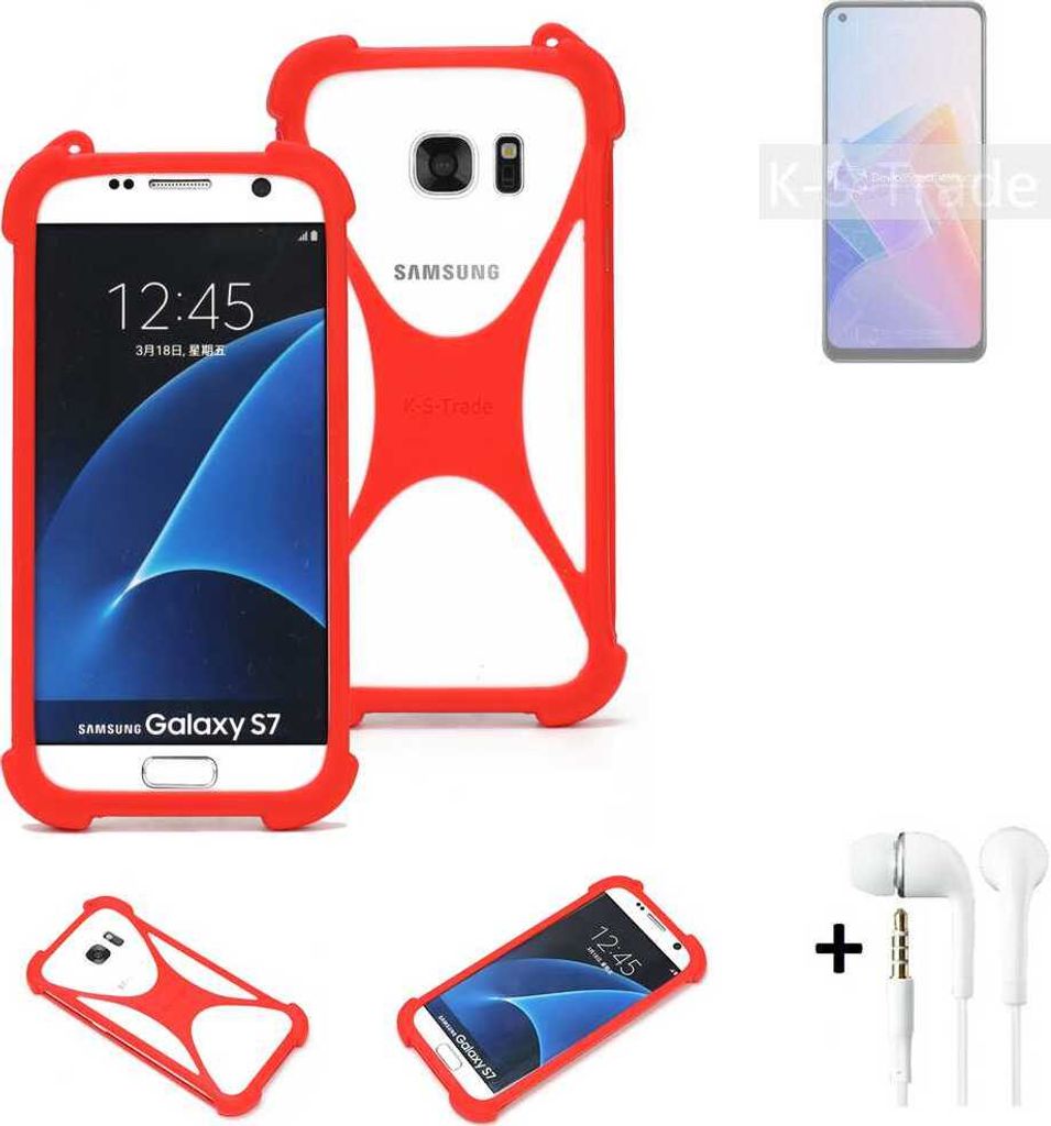Handy-hülle + Kopfhörer kompatibel mit Oppo Reno7 Lite 5G Schutz-hülle Bumper Silikon Schutz Hülle Cover Case Silikoncase Silikonbumper TPU