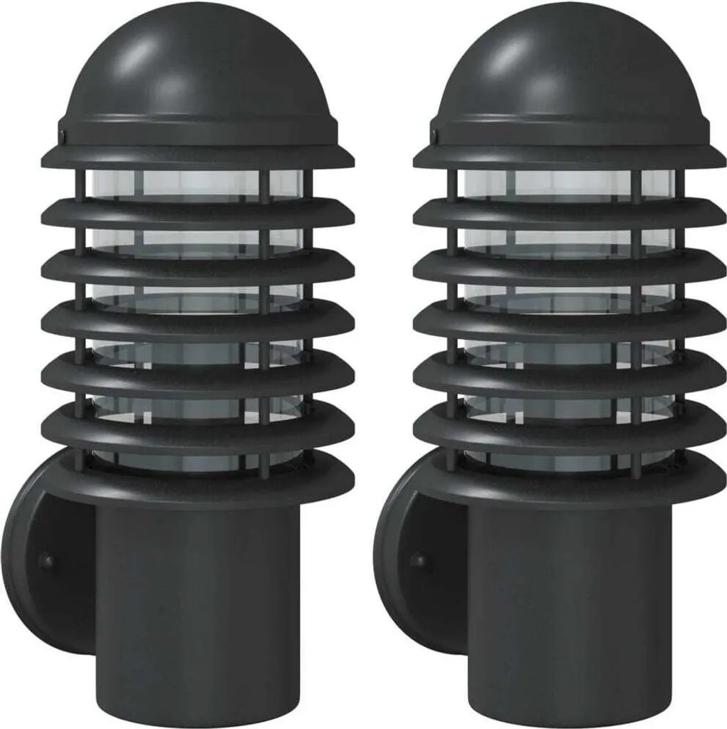 Appliques murales extérieures noires en inox lot de 2 luminaires de jardin