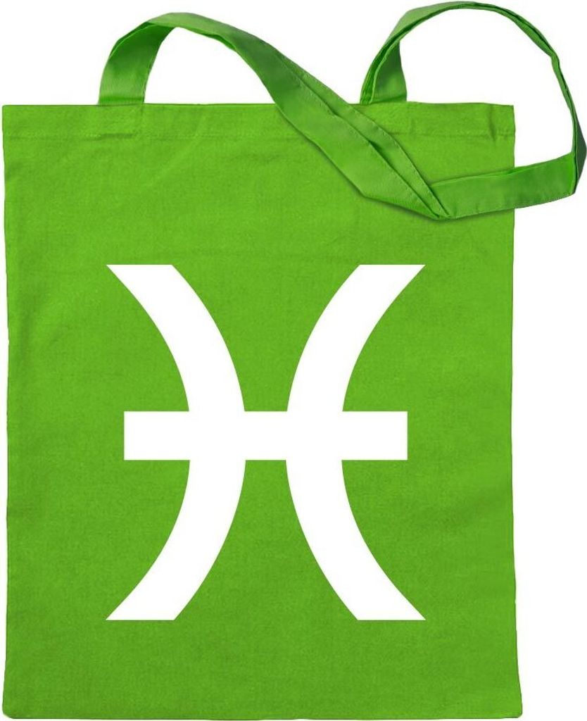 Kiwistar - Baumwolltasche - hellgrün - Fische Sternzeichen - Tragetasche Stoffbeutel Umhängetasche langer Henkel