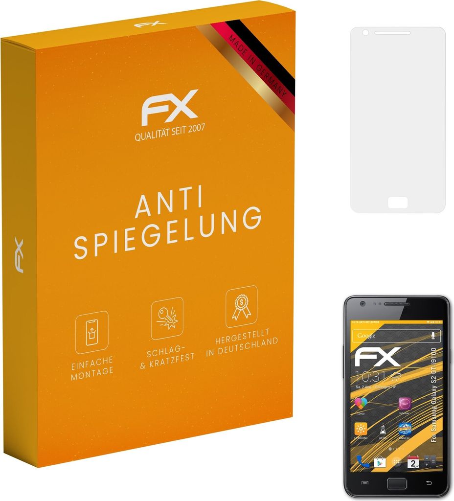 atFoliX FX-Antireflex 3x Schutzfolie kompatibel mit Samsung Galaxy S2 (GT-i9100) Displayfolie