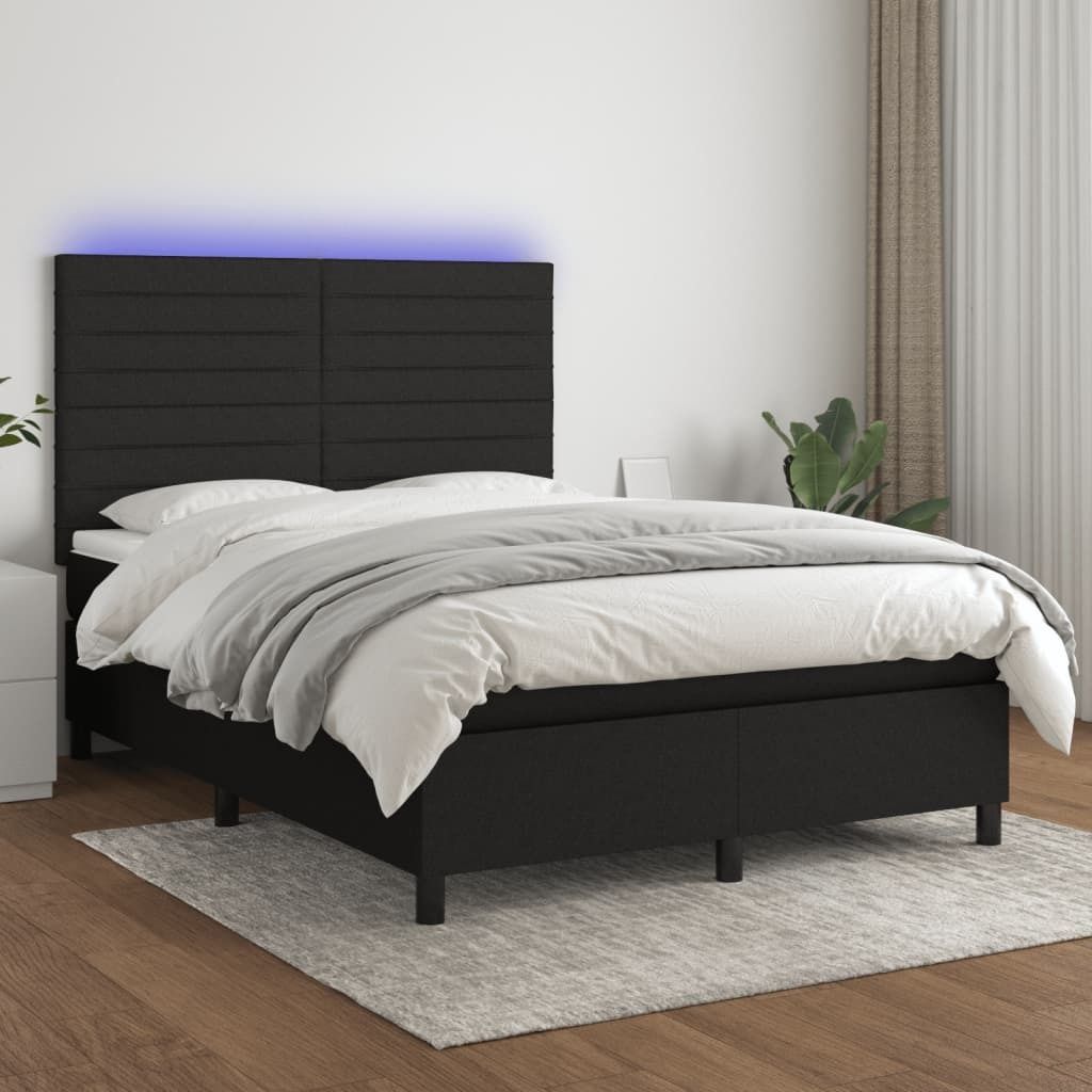 Maison Exclusive - Boxspringbett mit Matratze & LED Schwarz 140x190 cm Stoff