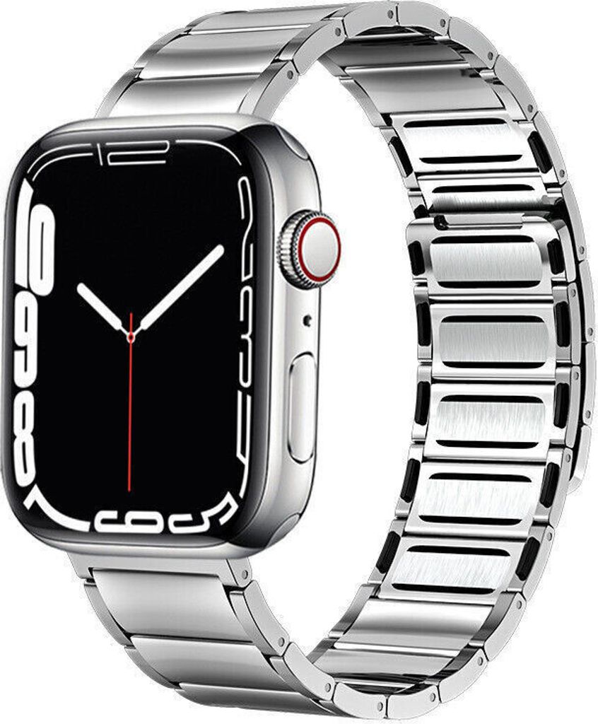 Strap-it Apple Watch Luxus Magnetisches Stahlarmband (Silber)