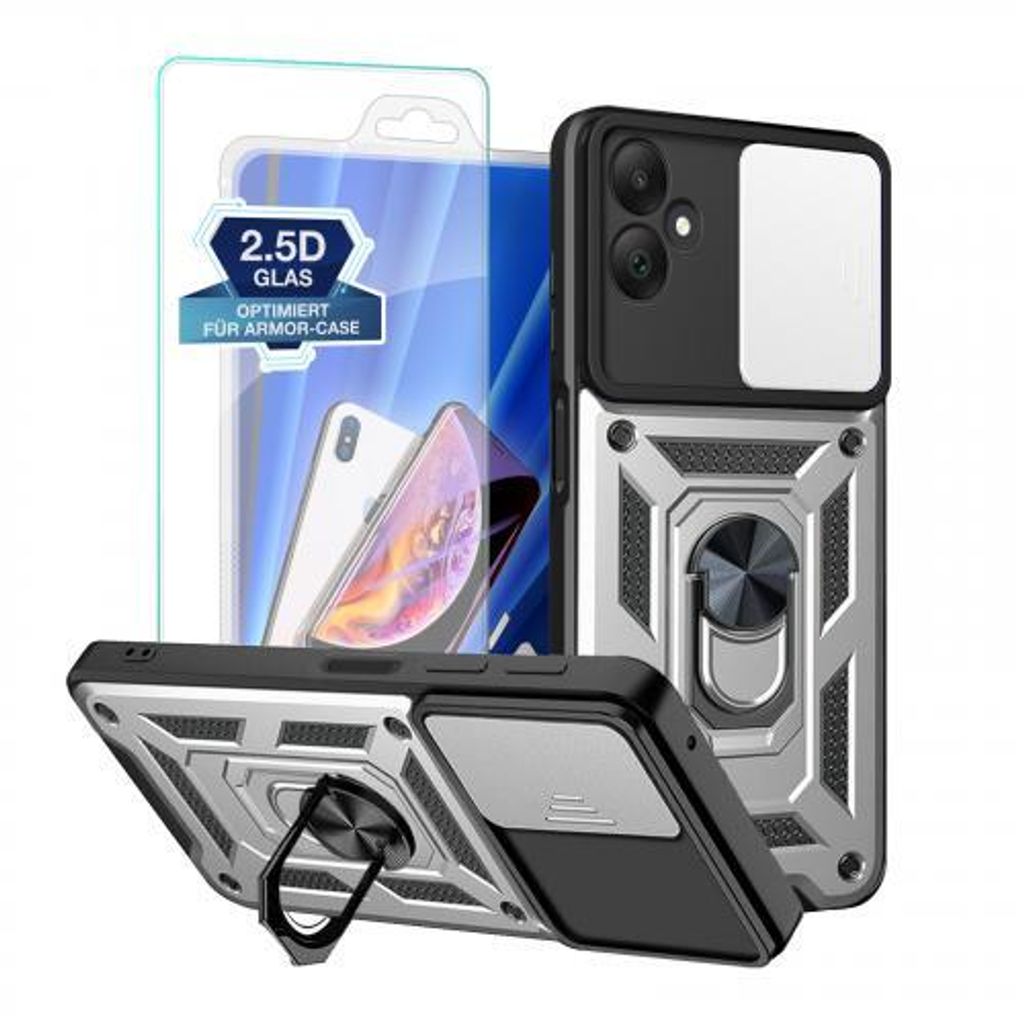 Armor Hülle Camera Protect für Samsung Galaxy A Serie - Farbe: Silber + 9H Displayglas - Modellkompatibilität: Für Samsung Galaxy A05