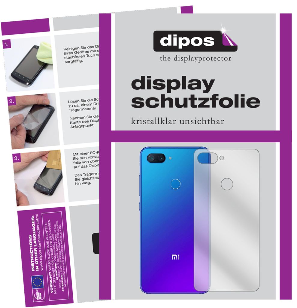 6x Schutzfolie für Xiaomi Mi 8 Lite Rückseite klar Displayschutzfolie Display