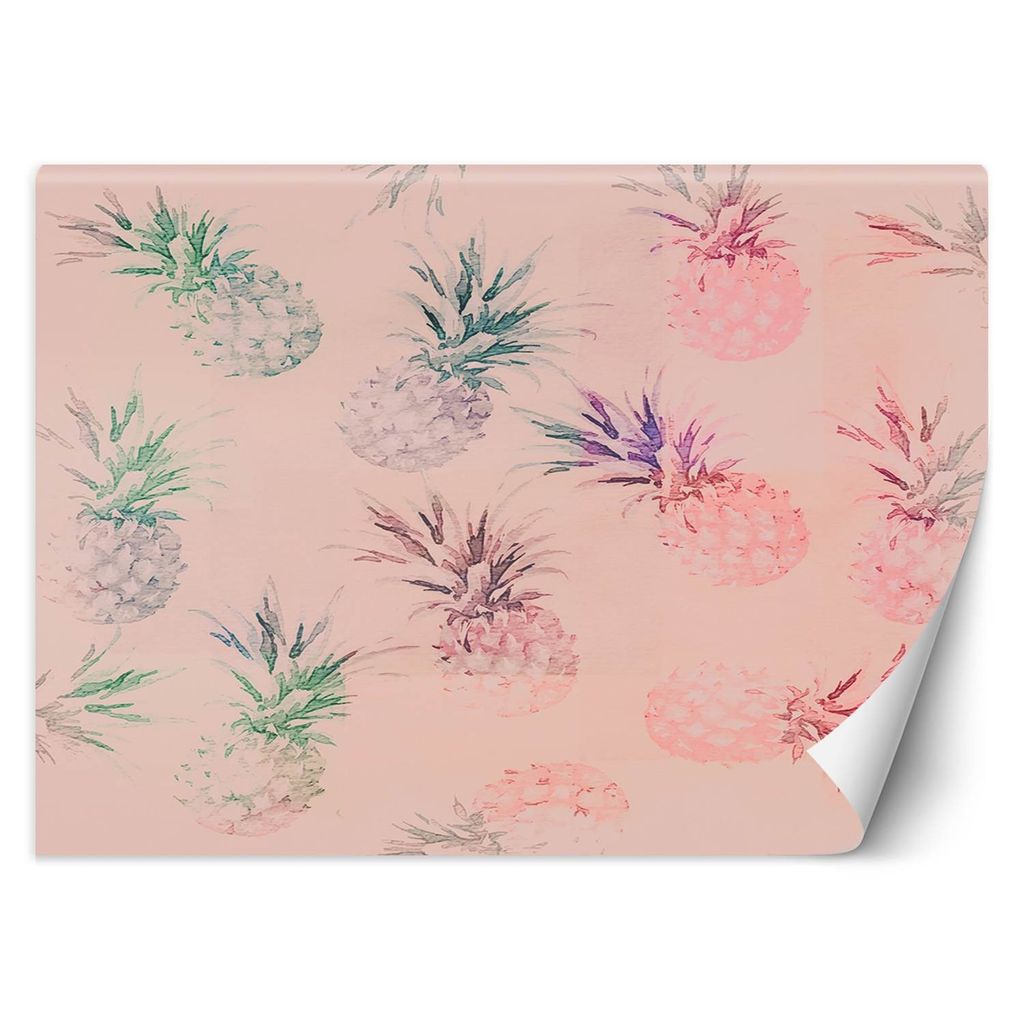 FOTOTAPETE Bunte Ananas Rosa 450x315 cm VLIES Tapete Wandtapete Wandbilder Wanddekoration Design Wohnzimmer Schlafzimmer Flur Büro Küche