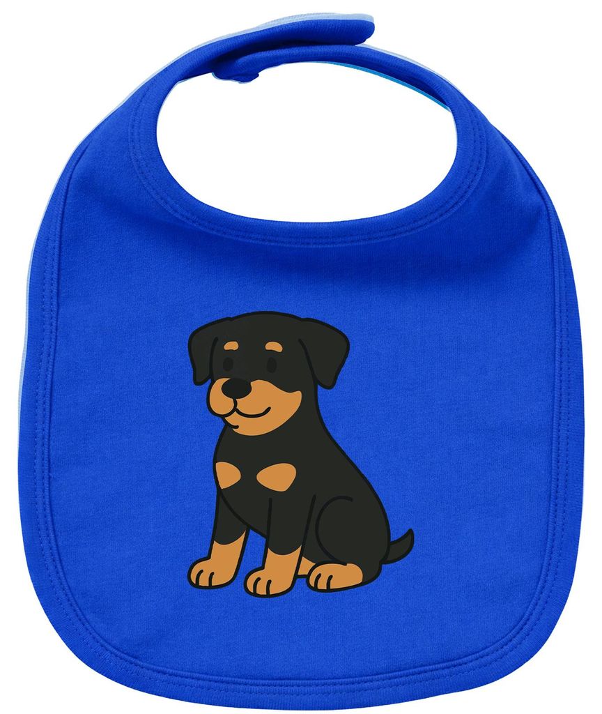 Huuraa Baby Lätzchen Rottweiler Rotti Comic Royal Blue Klettverschluss Baumwolle Latz Geschenkidee