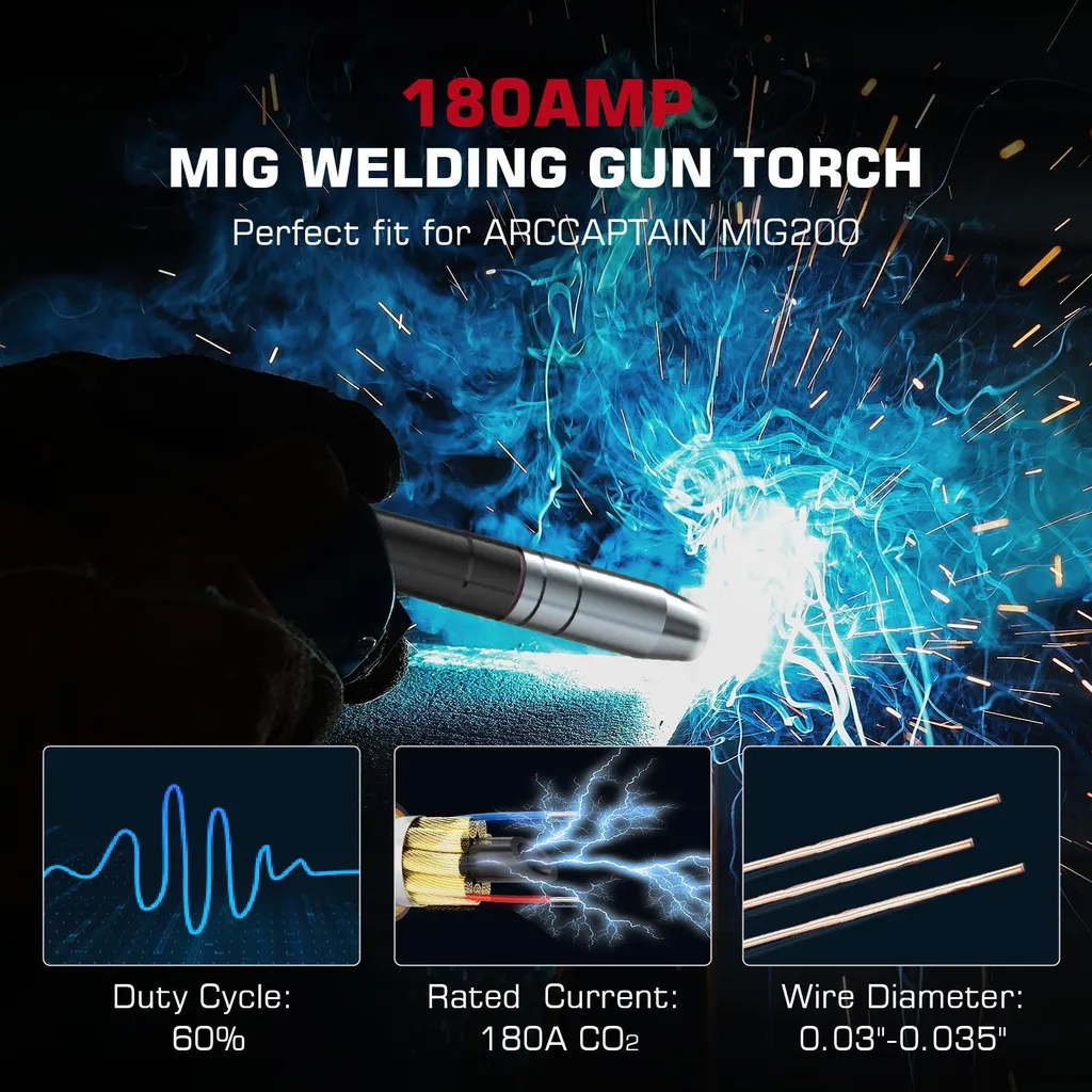 Torche de soudage MIG 180A de 3 mètres compatible avec Poste MIG200