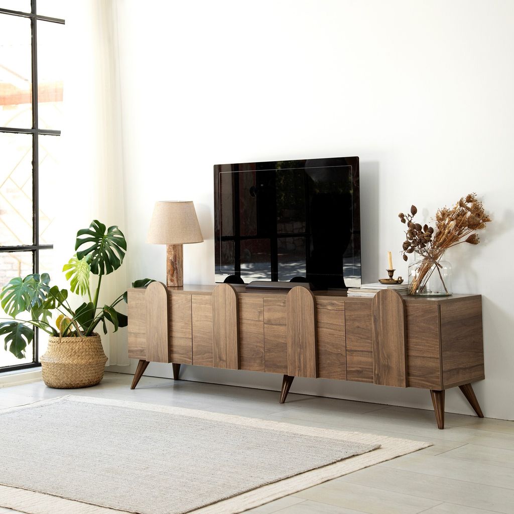 Skye Decor, New Line - Walnut v2, TV-Ständer, 100 % MELAMINBESCHICHTETE SPANPLATTEN, Nussbaum, 180 x 35 x 50 cm