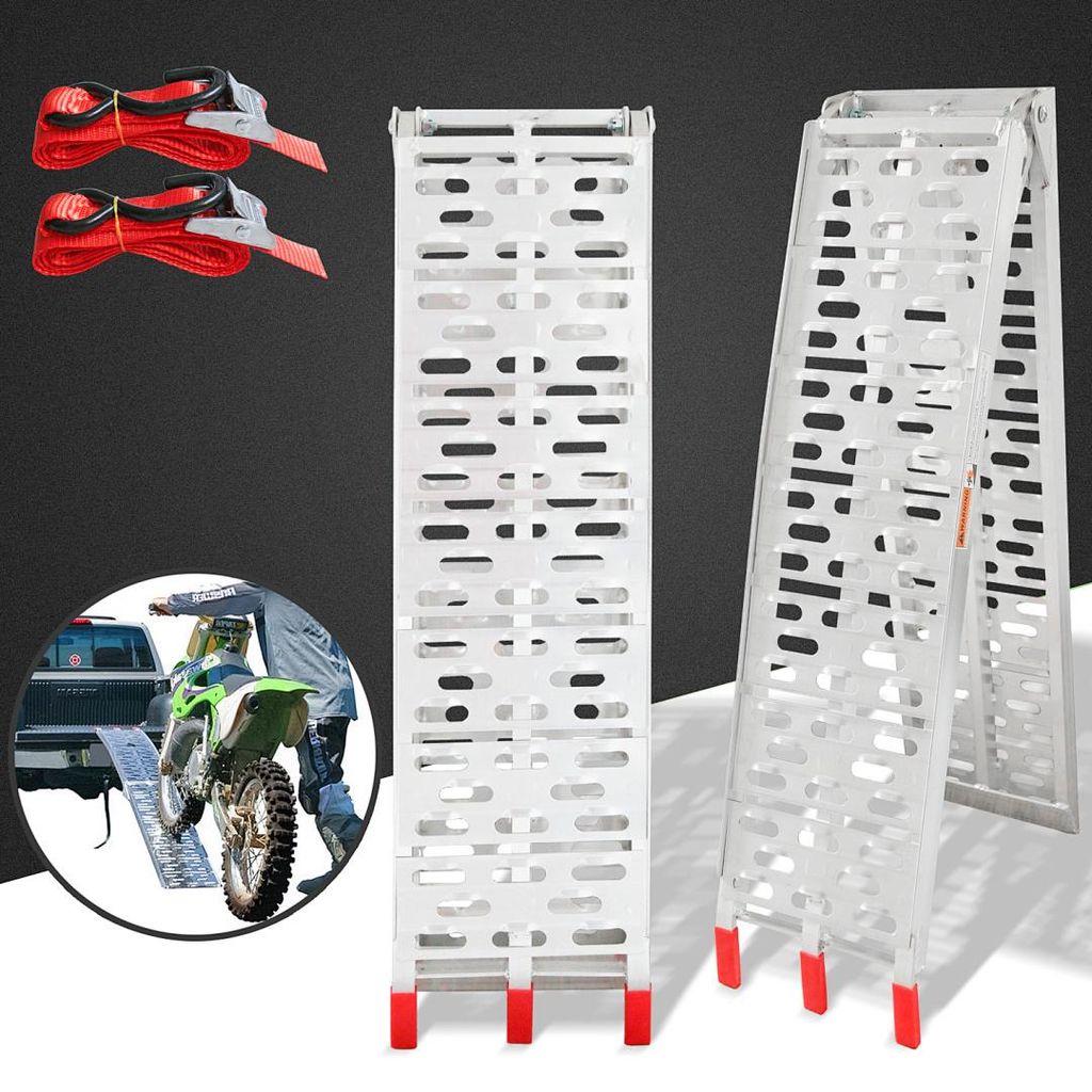 Ikodm 2x Auffahrrampe Auffahrschiene Klappbar Verladerampe Verladeschiene Anhängerrampe Rampe Auffahrrampen Motorradrampe Laderampe