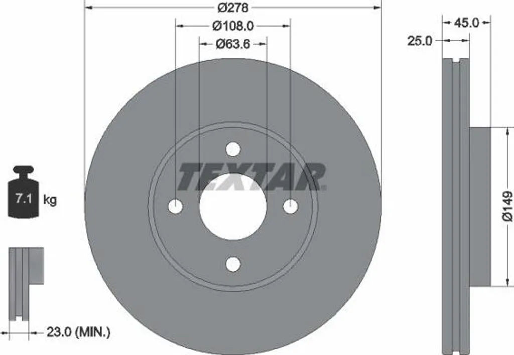 Disque de frein TEXTAR 92159003 sans vibrations pour Ford Fiesta