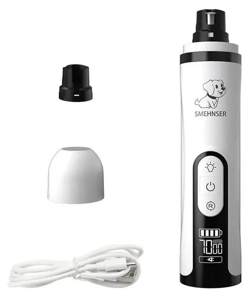 Lime à griffes électrique pour chiens et chats blanc avec chargeur USB