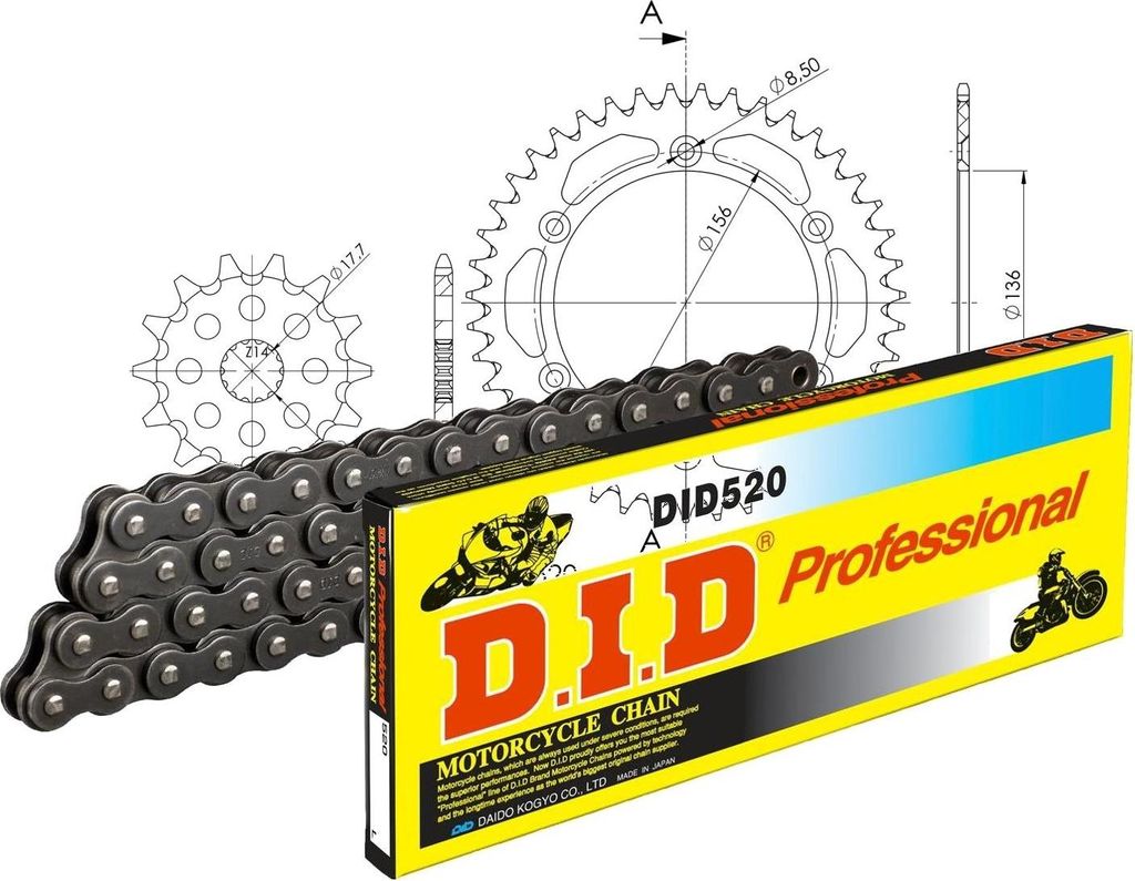 DID Kit Alu (schwarz) GAS SM125 02-09 13-43-112 DID520 Clip