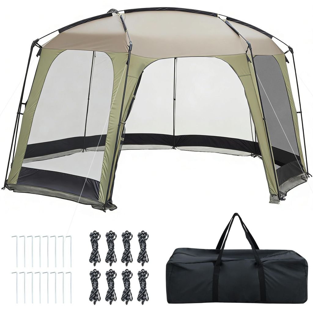 COSTWAY Pop Up Zelt 6-8 Personen, Tragbares Campingzelt mit Netzwand & Tragetasche, Sonnenschutz, Wurfzelt 360° Belüftung