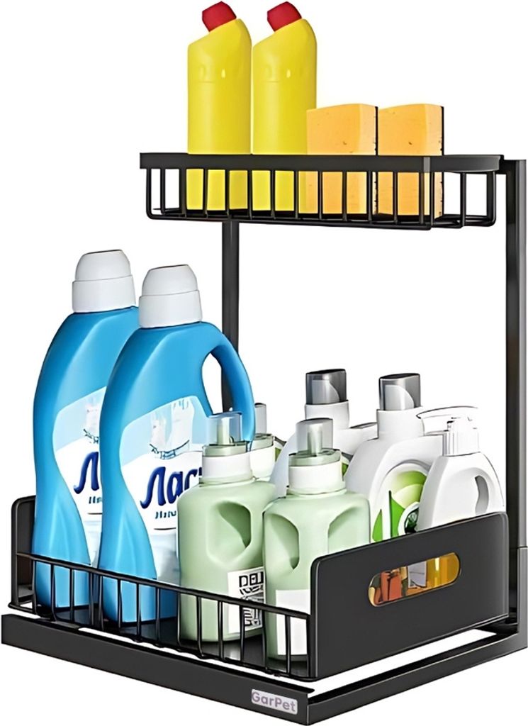 Spülschrank Organizer schmal ausziehbar Küche Metall 2 Etagen unter Waschbecken Regal Küchen Organizer Gewürzregale Organizer für Badezimmer s...