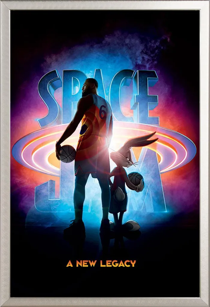 Poster Space Jam 2 Legacy cadre interchangeable aluminium argenté fini