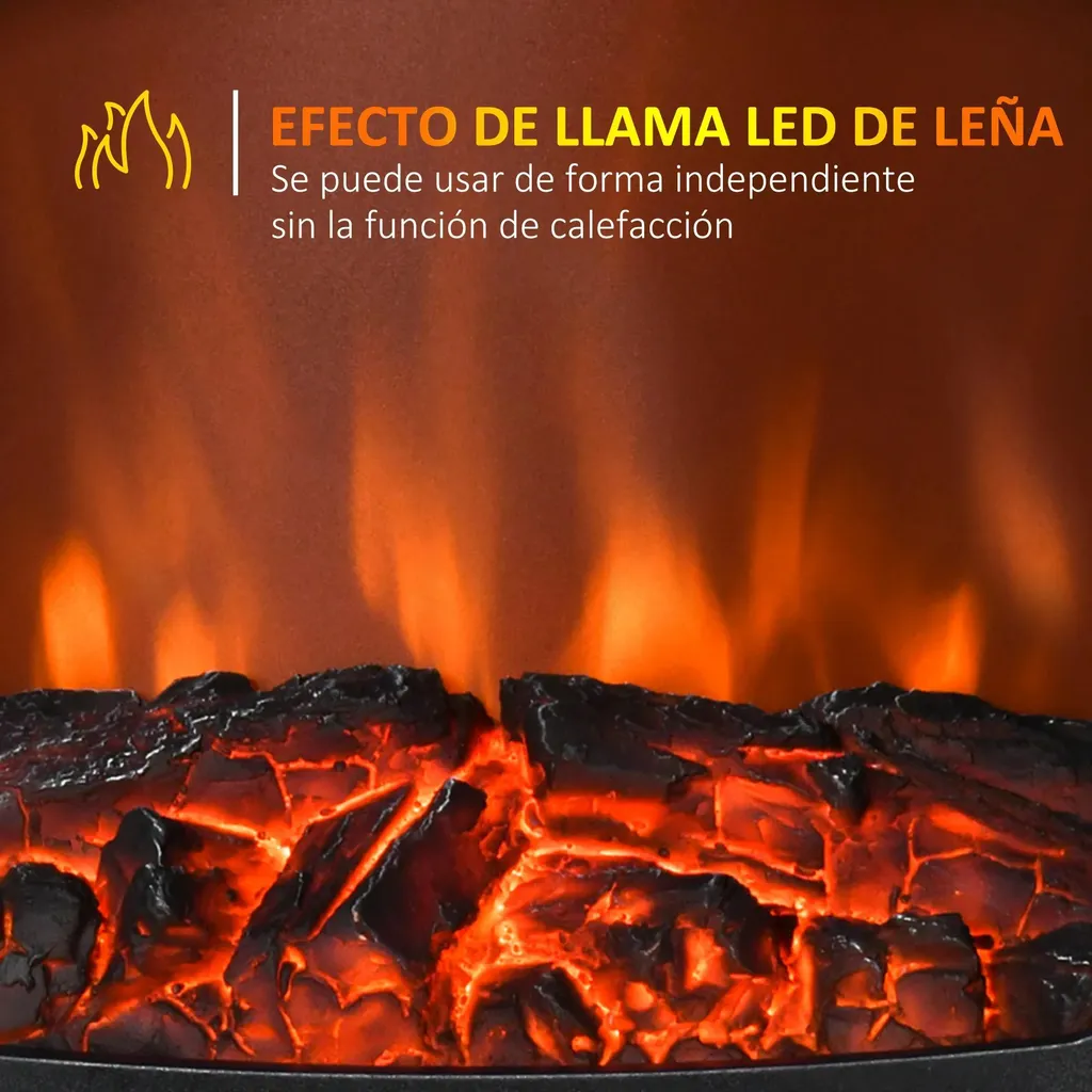 Chauffage Cheminée Électrique Mobile - Effet Feu de Bois et Éclat Réglable - 7