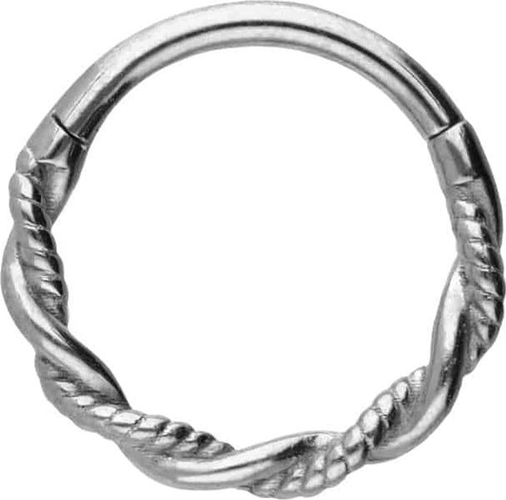 Ohrpiercing, Nasenpiercing, Septum Piercing Chirurgenstahl Segmentring Clicker DOPPELT GEDREHT Silber Innendurchmesser: 8mm + Stabstärke: 1,2mm