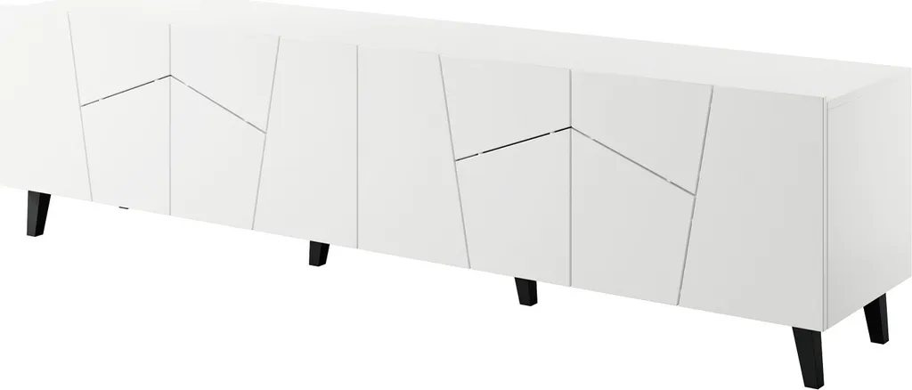 Meuble TV Salon 200 cm ETOS Blanc Mat pour Grand Écran et Home Cinéma