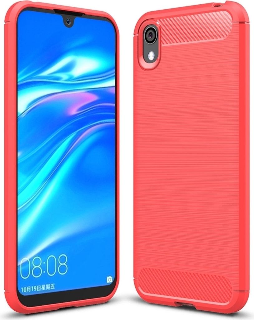 Mobigear Brushed Slim HONOR 8S Hülle Flexibles TPU Backcover - Rot
