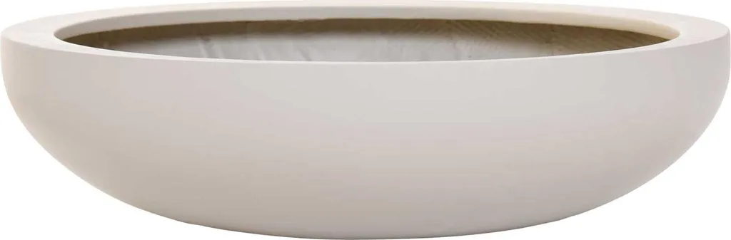Bac à plantes circulaire en fibre de verre robuste crème mat 54x14 cm