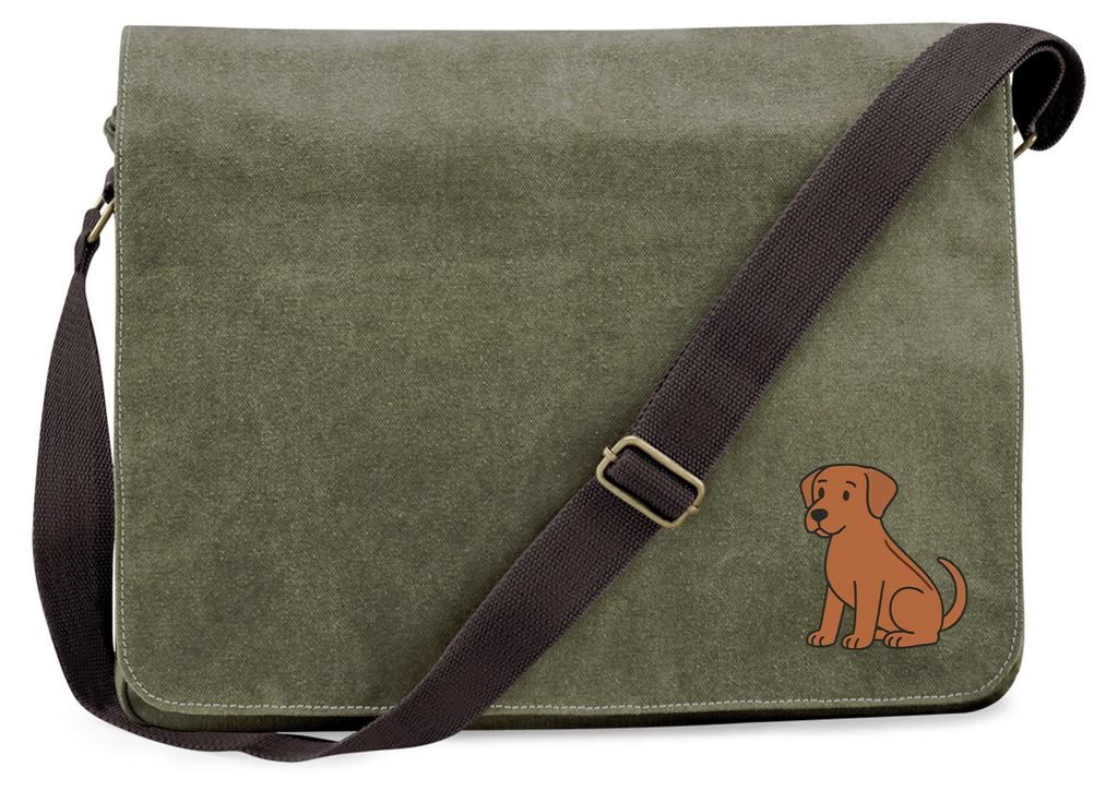 Huuraa Umhängetasche Rhodesian Ridgeback Comic Ridgey 14 Liter Military Green Canvas Laptoptasche Geschenkidee