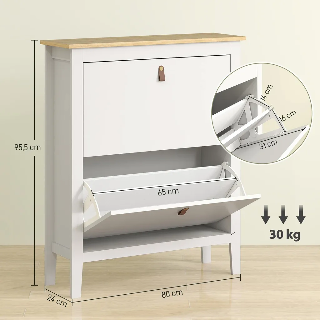 Étagère à chaussures blanche 80 cm avec tablettes réglables - Modèle S1