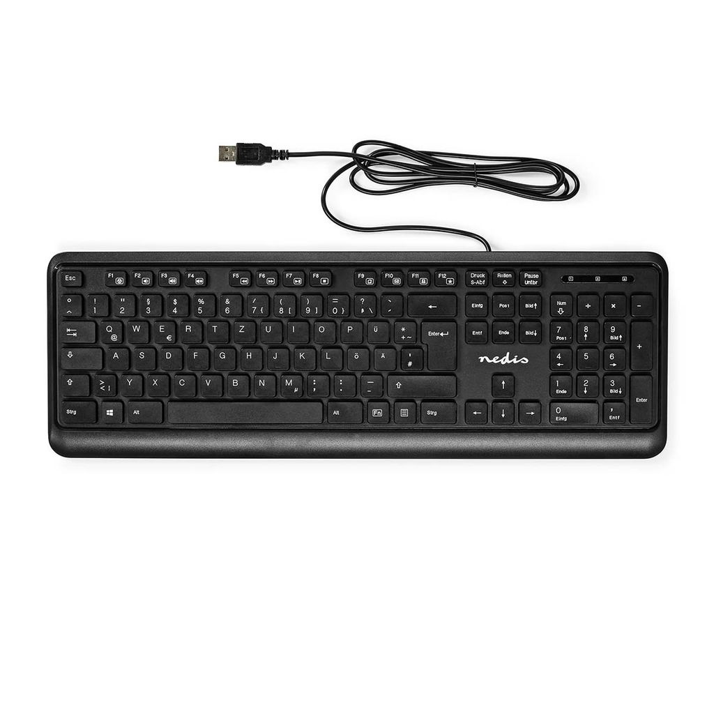 Nedis Kabelgebundenes Keyboard - USB-A - Multimedia - QWERTZ - DE-Layout - Numerische Tastatur