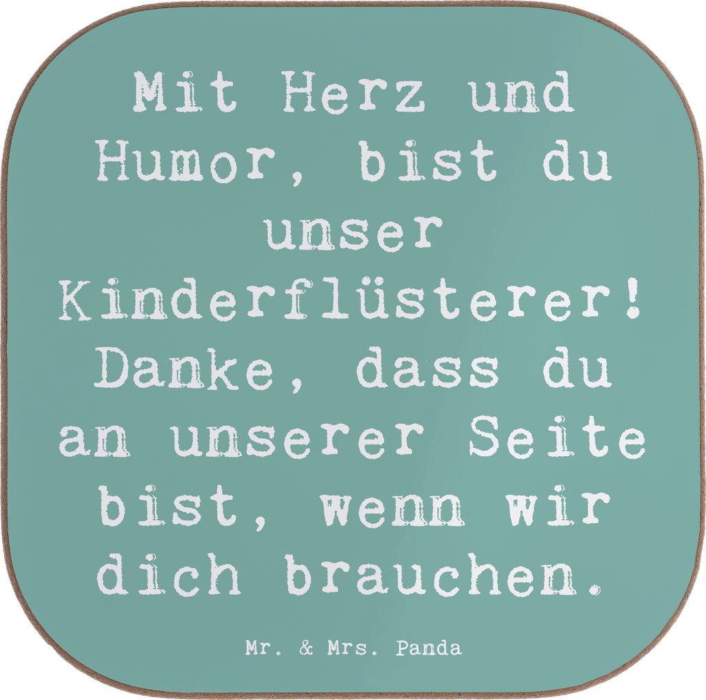 Mr. & Mrs. Panda Untersetzer für Gläser Spruch Baby-Sitter Engelflüsterer - Meeresbrise - Geschenk, Aufmerksamkeit, Kinderbetreuung, Danke sagen...