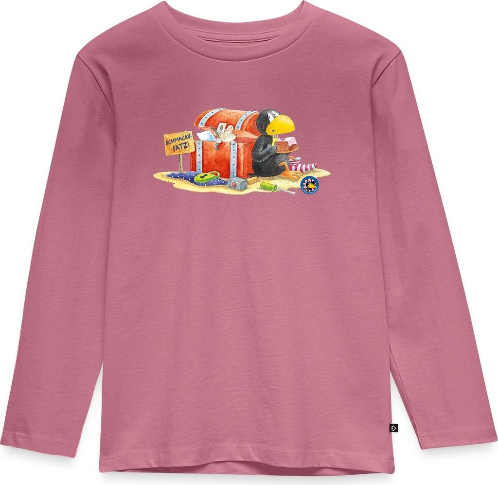 Spreadshirt Der kleine Rabe Socke Schmackofatz Kinder Premium Langarmshirt, 98/104 (2 Jahre), Mauve