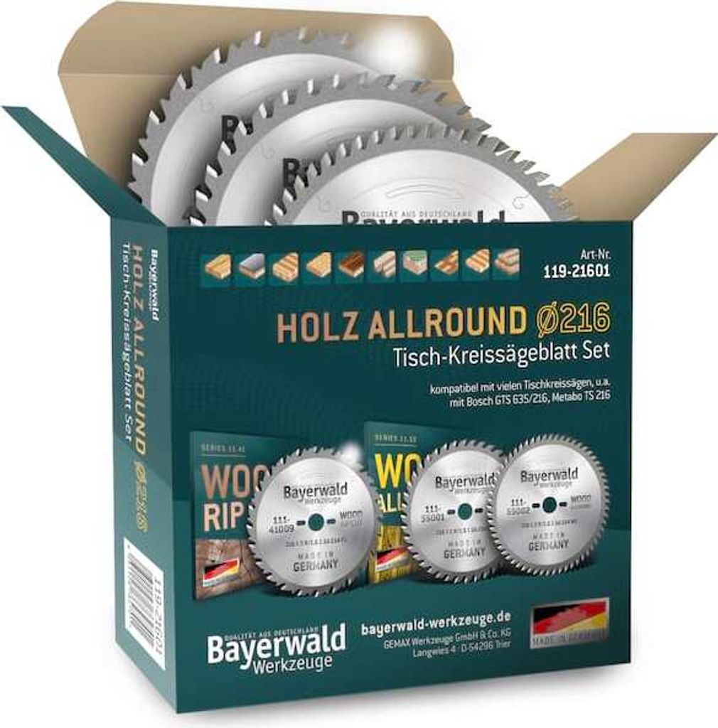 Bayerwald Kreissägeblatt Set 216 - der Allrounder
