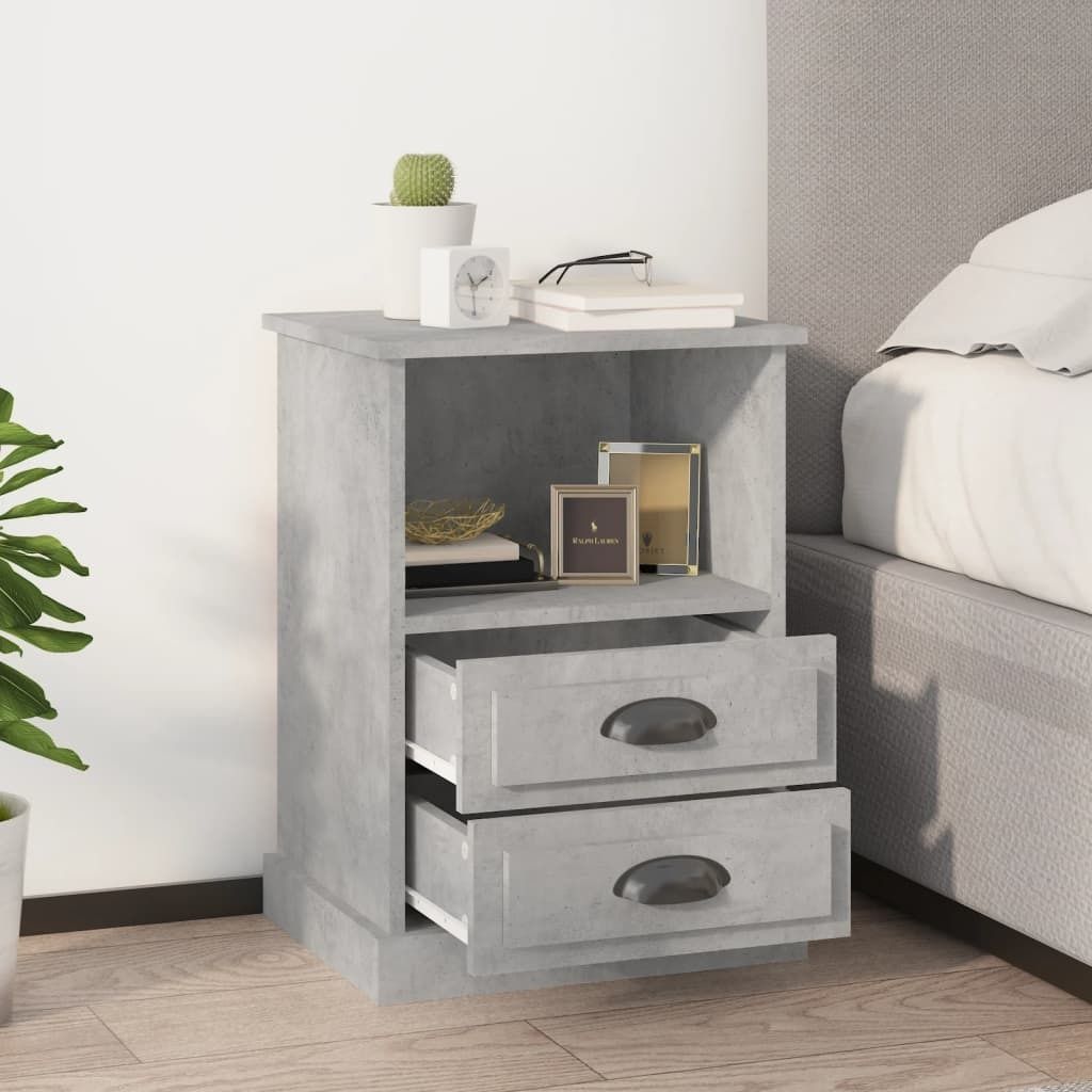 "im Angebot" Nachttische 2 Stk. - Schlafzimmertisch modern - Betongrau 43x36x60 cm - Beistellschrank CC21349