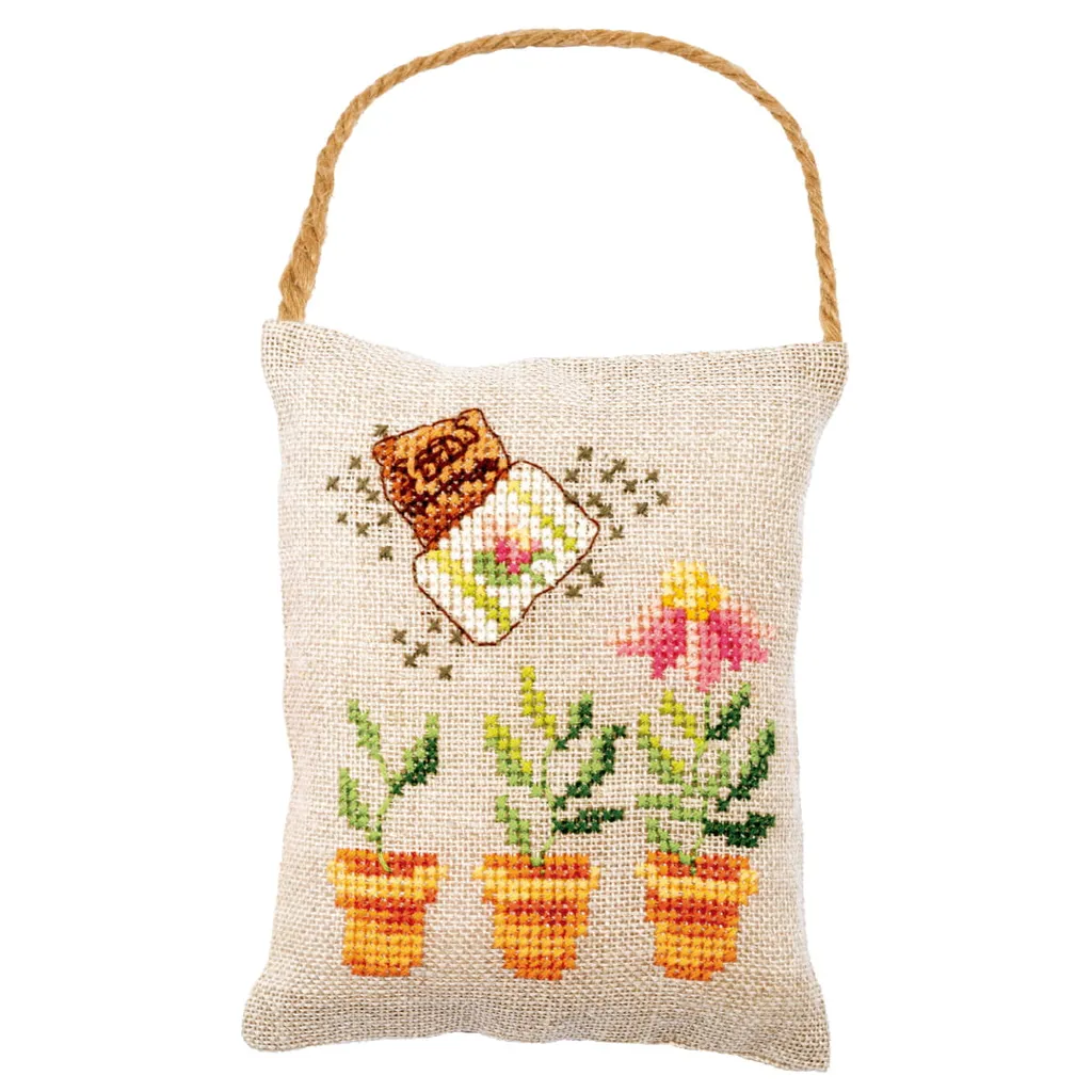 Coussins Décoratifs à Broder Jardin I Set de 3 Point de Croix 11x13 - 3