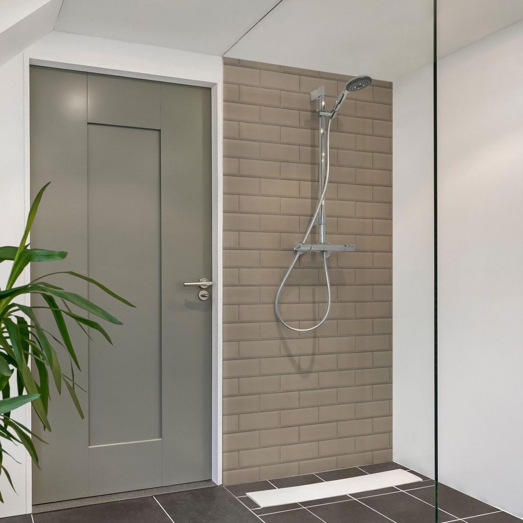 Duschrückwand Muster selbstklebend - 0.35 mm Wandpaneel wasserfest Design braun Fliesenoptik Illustration Badrückwand fugenlos Smart matt 100x210 cm