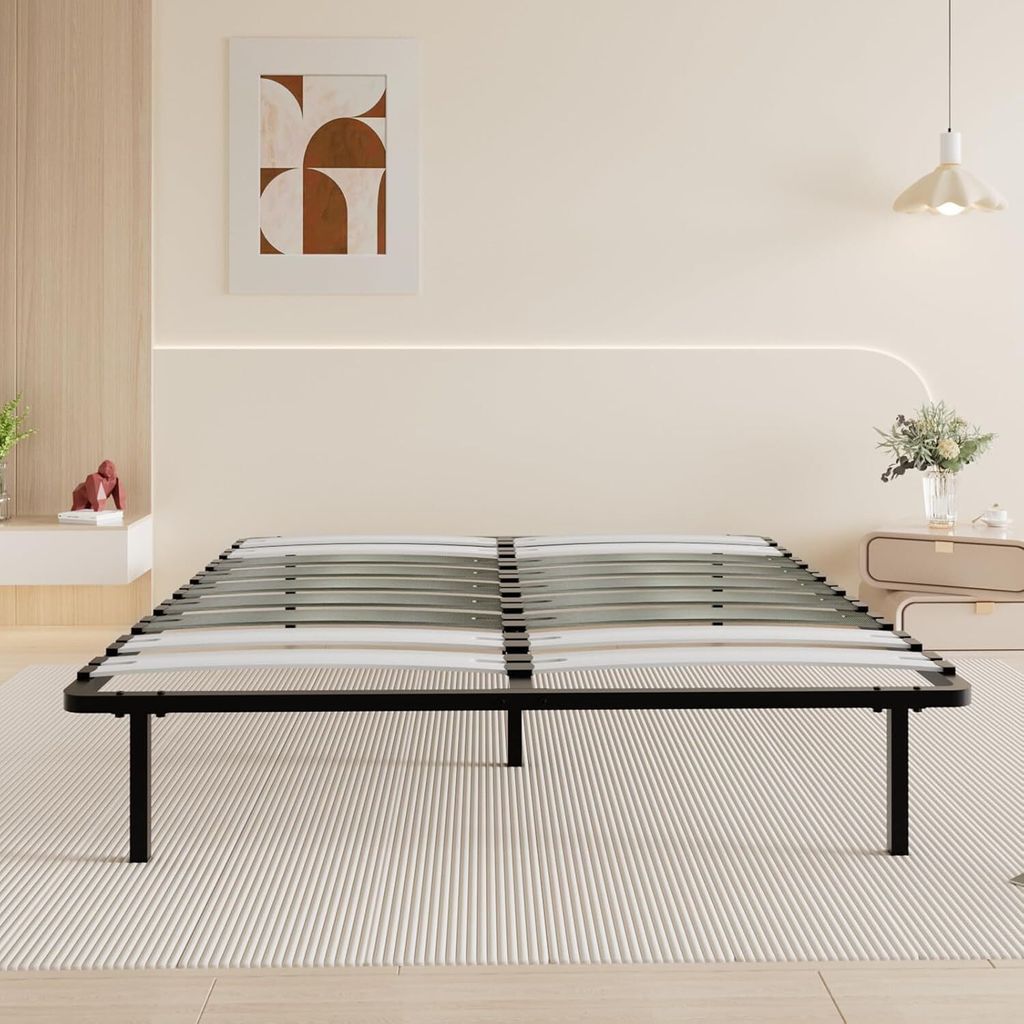 DEWINNER Bettrahmen mit Lattenrost, Lattenrost inkl. 6 Beine, 125 mm Latten, Schnelle und einfache Montage, Robust (140x190 cm)