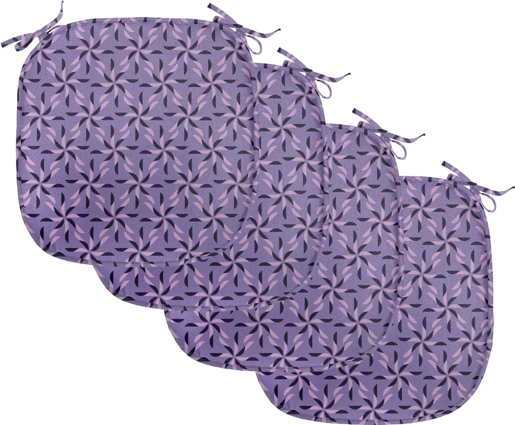 ABAKUHAUS Imbottitura geometrica per sedie da sala da pranzo, fiori naturali in piena fioritura, cuscino decorativo impermeabile con cinturini per sedie da cucina, 40 cm x 40 cm - confezione da 4, viola scuro viola lilla
